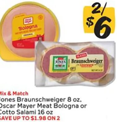 Jones Braunschweiger, Oscar Mayer Meat Bologna or Cotto Salami at Winn-Dixie