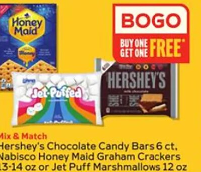Hershey's Chocolate Candy Bars, Nabisco Honey Maid Graham Crackers or Jet Puff Marshmallows
