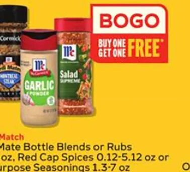 Grill Mate Bottle Blends or Rubs, Red Cap Spices or All Purpose Seasonings