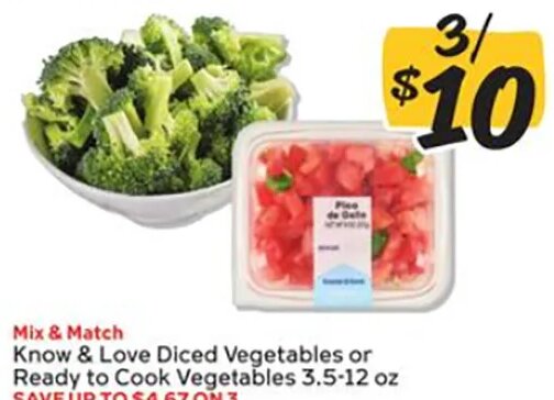 Know & Love Diced Vegetables or Ready to Cook Vegetables