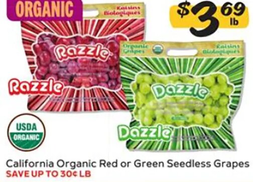 California Organic Red or Green Seedless Grapes at Winn-Dixie