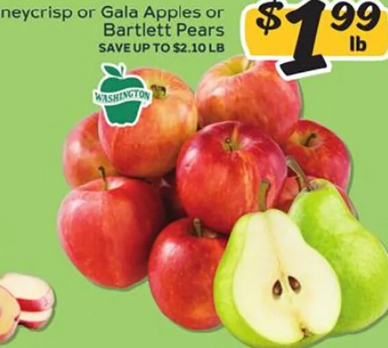 Honeycrisp or Gala Apples or Bartlett Pears