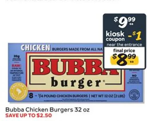 Bubba Chicken Burgers 32 oz