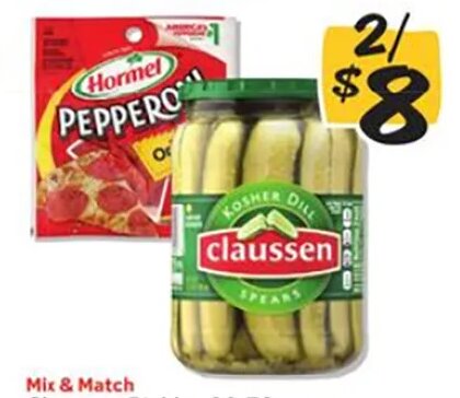 Hormel Pepperoni or Claussen Pickles at Winn-Dixie