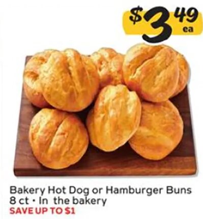 Bakery Hot Dog or Hamburger Buns