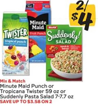 Minute Maid Punch or Tropicana Twister or Suddenly Pasta Salad at Winn-Dixie