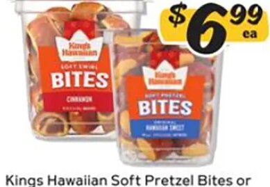 Kings Hawaiian Soft Pretzel Bites or Soft Swirl Cinnamon Bites