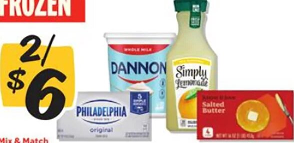 Dannon Light & Fit Yogurt, Simply Gold Peak Tea, Philadelphia Cream Cheese, Know & Love Butter Sticks at Winn-Dixie