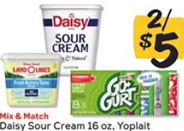 Daisy Sour Cream, Yoplait Go-Gurt, Land O'Lakes Buttery Taste Margarine Spread at Winn-Dixie