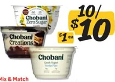 Chobani Creations, Zero Sugar or Greek Yogurt Cups at Winn-Dixie