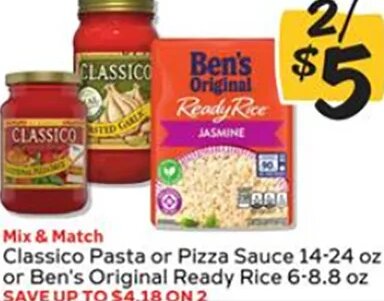 Classico Pasta or Pizza Sauce / Ben's Original Ready Rice at Winn-Dixie