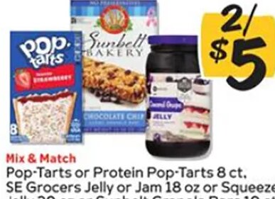 Pop-Tarts / SE Grocers Jelly or Jam / Sunbelt Granola Bars at Winn-Dixie