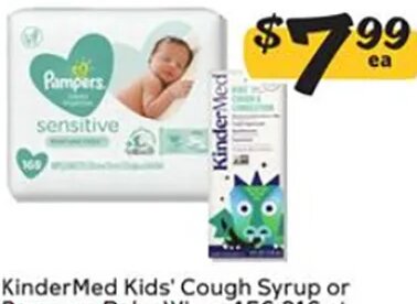KinderMed Kids' Cough Syrup or Pampers Baby Wipes 156-216 ct at Winn-Dixie