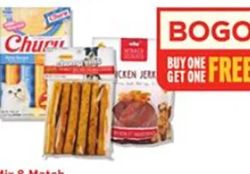 Chomp'ems Rawhide Alternative 10 ct or beef treats, Winner Delights Jerky Treats 16 oz or Churu Cat Treats 20 ct