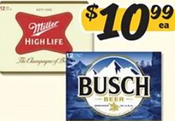 12 Pk Busch or Miller High Life 12 oz at Winn-Dixie